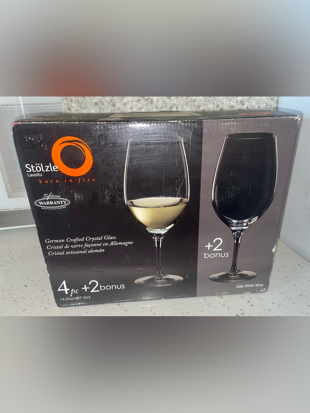 Stölzle Lausitz Gala White Wine Crystal Glass Set New In Original Box